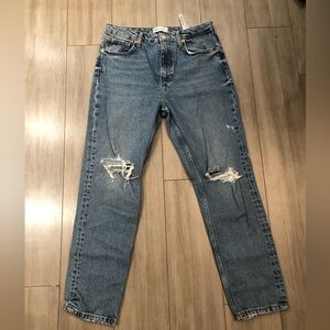 Zara straight /slight taper distressed jeans size 8